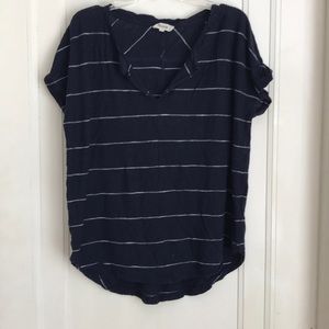 Navy white striped madewell tee small